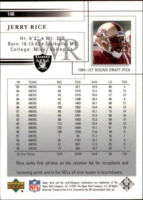 2001 Upper Deck Football "Main Set" Cards - Picture 277 of 361