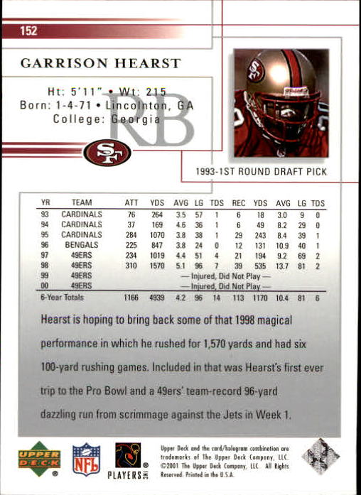 2001 Upper Deck Football "Main Set" Cards - Picture 285 of 361