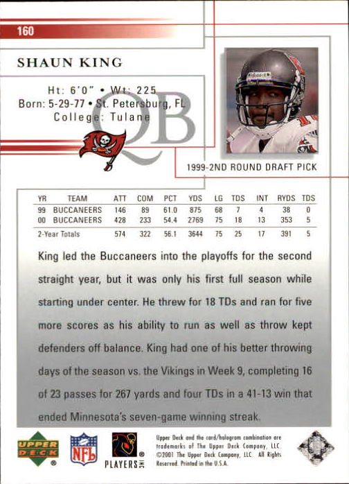 2001 Upper Deck Football "Main Set" Cards - Picture 301 of 361
