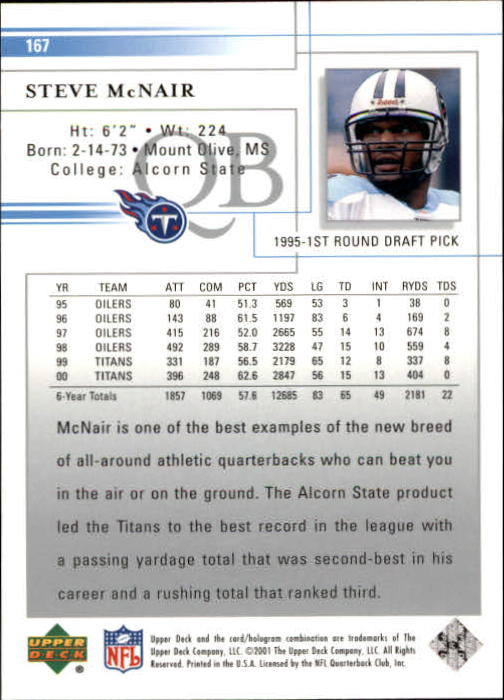 2001 Upper Deck Football "Main Set" Cards - Picture 313 of 361