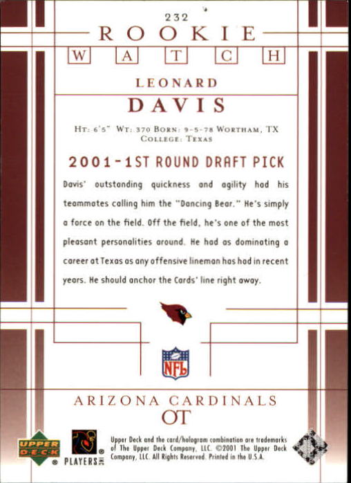 2001 Upper Deck Football "Main Set" Cards - Picture 351 of 361