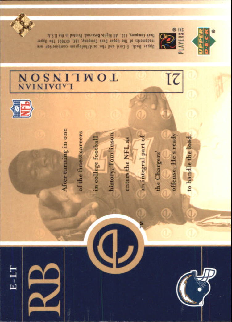 2001 Upper Deck e-Card #ELT LaDainian Tomlinson back image