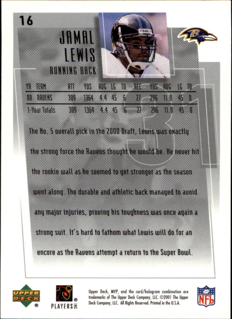 2001 Upper Deck MVP #16 Jamal Lewis back image