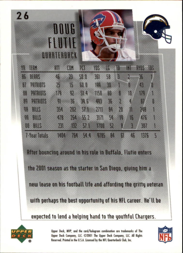 2001 Upper Deck MVP #26 Doug Flutie back image