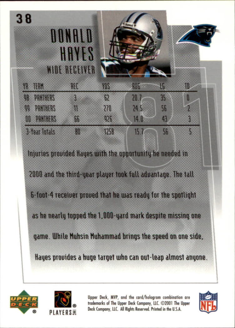 2001 Upper Deck MVP #38 Donald Hayes back image