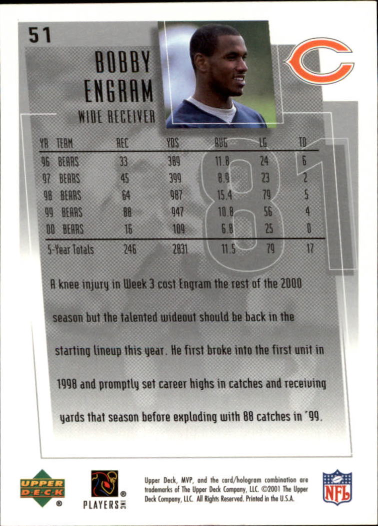 2001 Upper Deck MVP #51 Bobby Engram back image