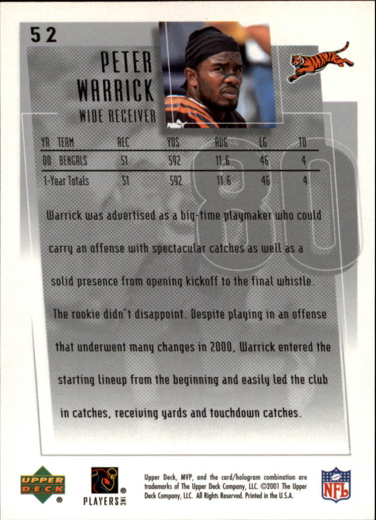 2001 Upper Deck MVP #52 Peter Warrick back image