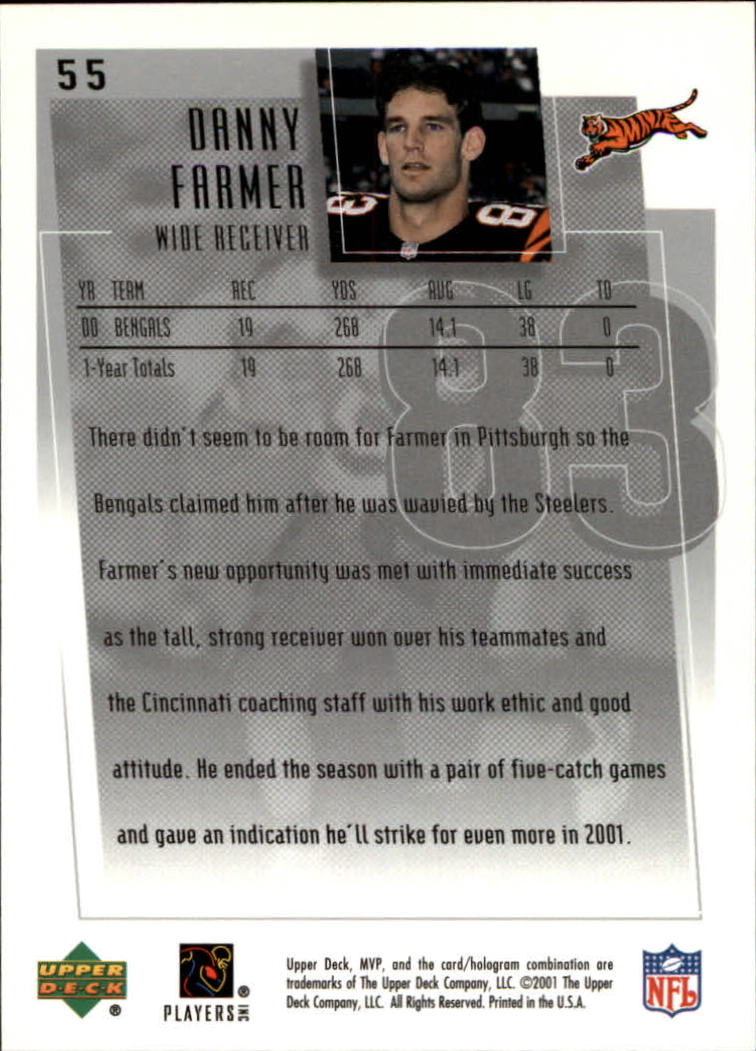 2001 Upper Deck MVP #55 Danny Farmer back image