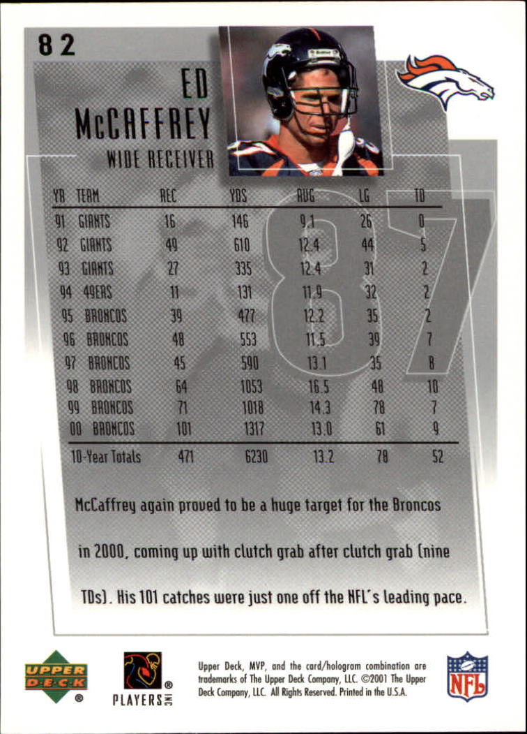 2001 Upper Deck MVP #82 Ed McCaffrey back image