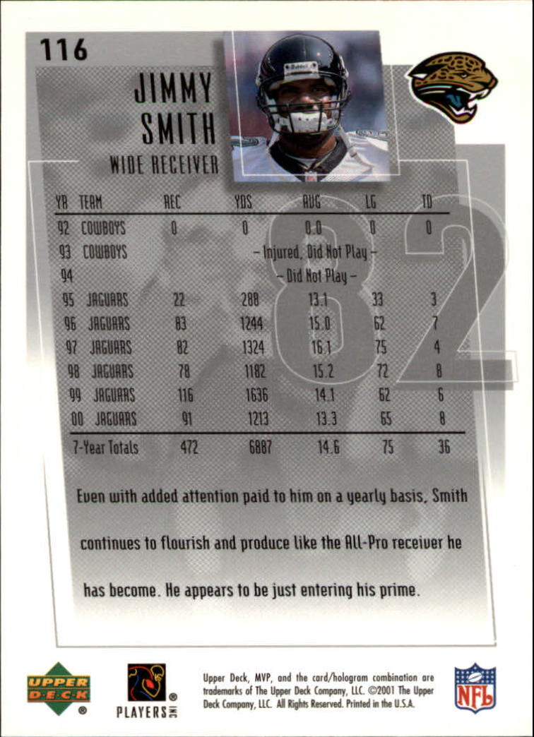 2001 Upper Deck MVP #116 Jimmy Smith back image