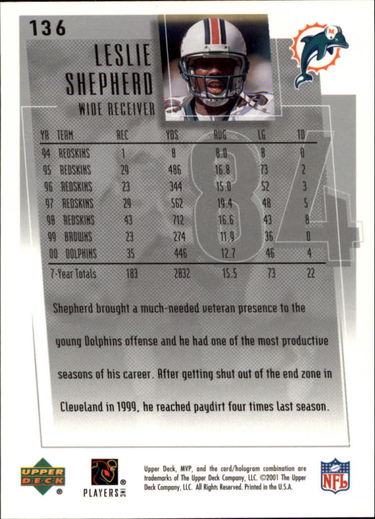 2001 Upper Deck MVP #136 Leslie Shepherd back image