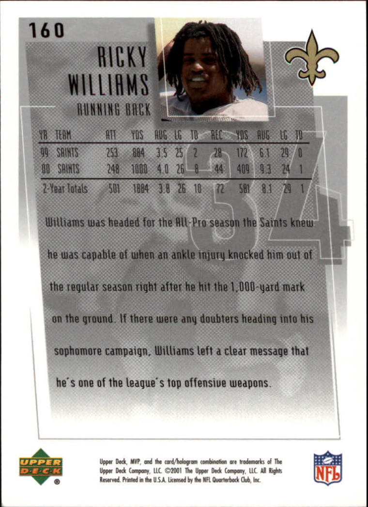2001 MVP (Upper Deck) Football "Main Set" Cards - Picture 35 of 145