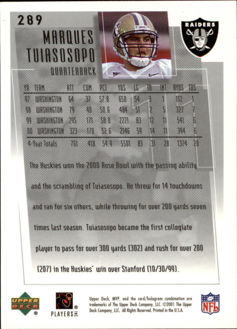 2001 MVP (Upper Deck) Football "Main Set" Cards - Picture 77 of 145