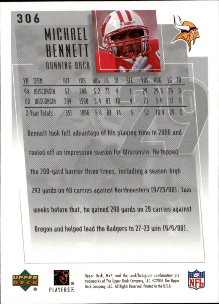 2001 MVP (Upper Deck) Football "Main Set" Cards - Picture 109 of 145