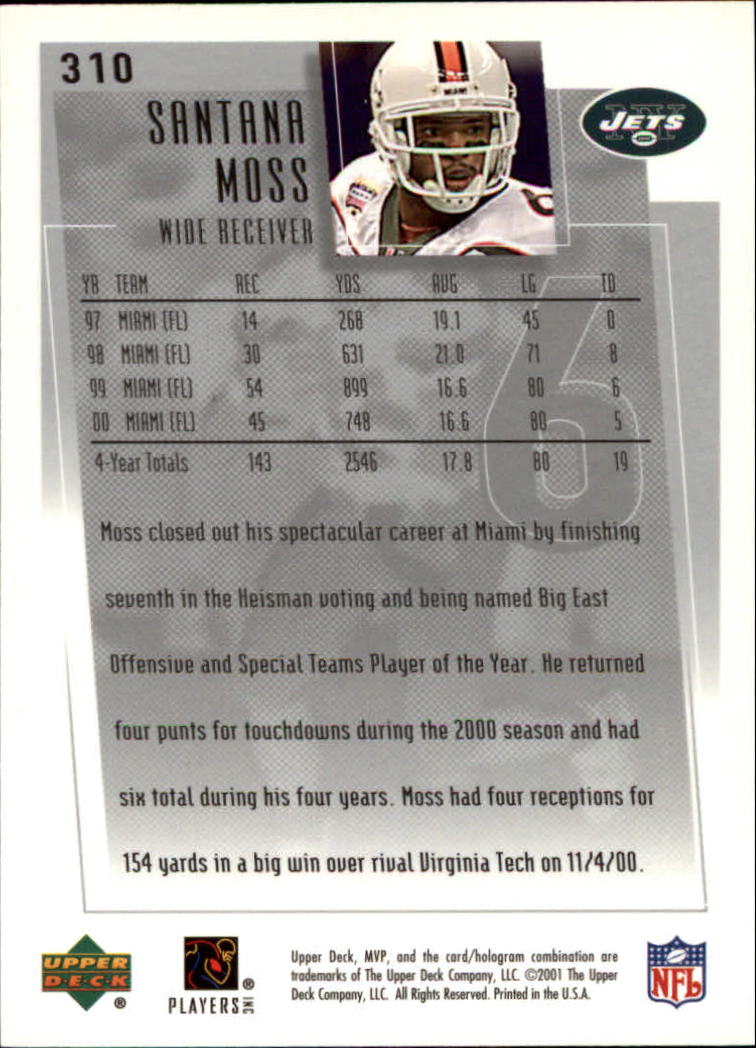 2001 MVP (Upper Deck) Football "Main Set" Cards - Picture 117 of 145