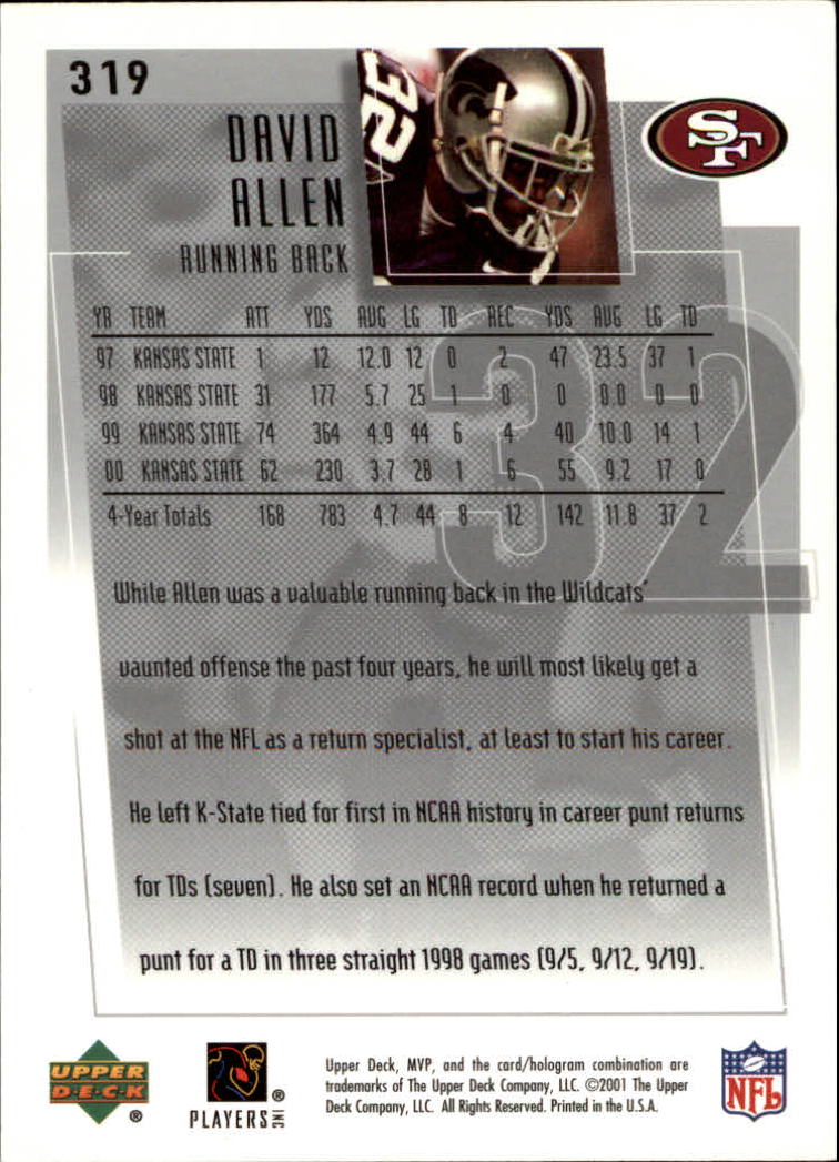 2001 MVP (Upper Deck) Football "Main Set" Cards - Picture 133 of 145