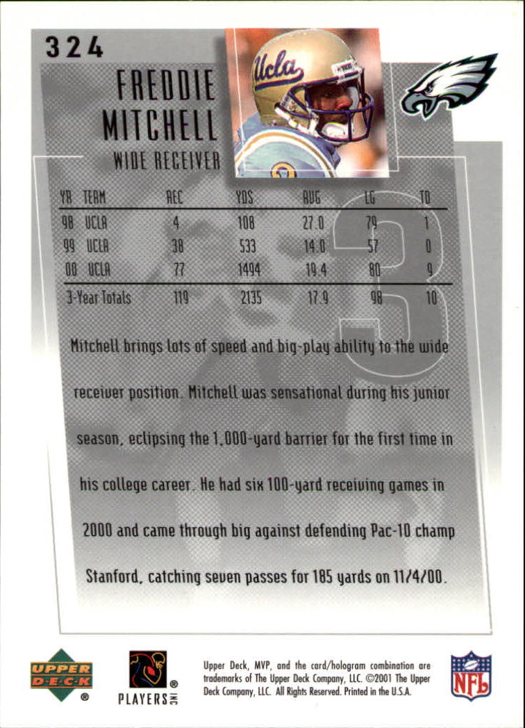 2001 Upper Deck MVP #324 Freddie Mitchell RC back image