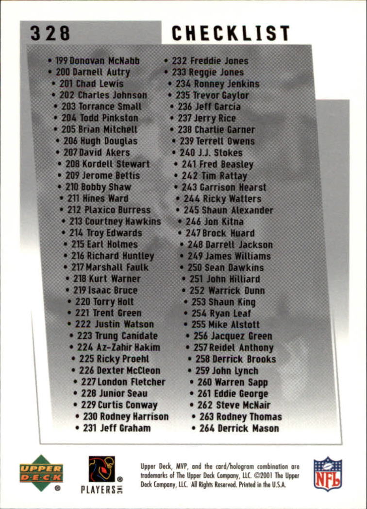 2001 Upper Deck MVP #328 Jamal Lewis CL back image