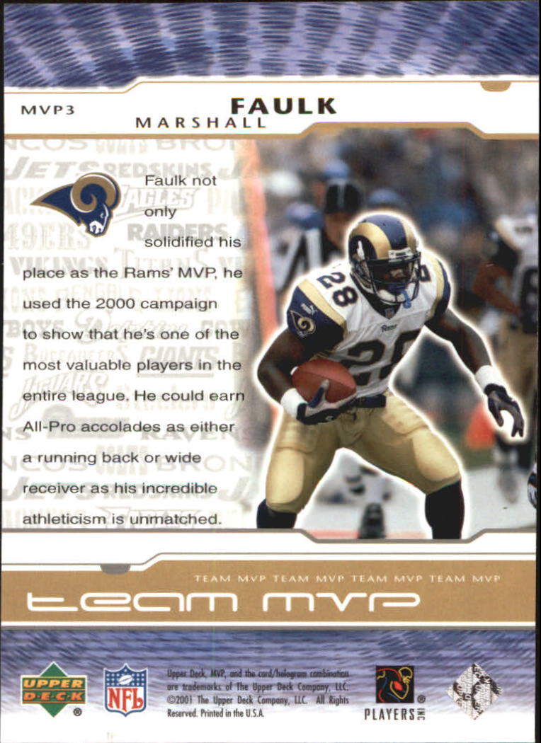 2001 Upper Deck MVP Team MVP #MVP3 Marshall Faulk back image