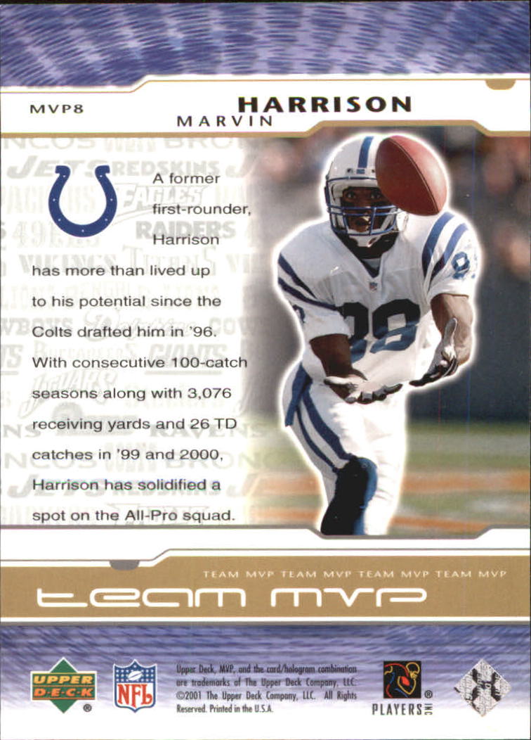 2001 Upper Deck MVP Team MVP #MVP8 Marvin Harrison back image