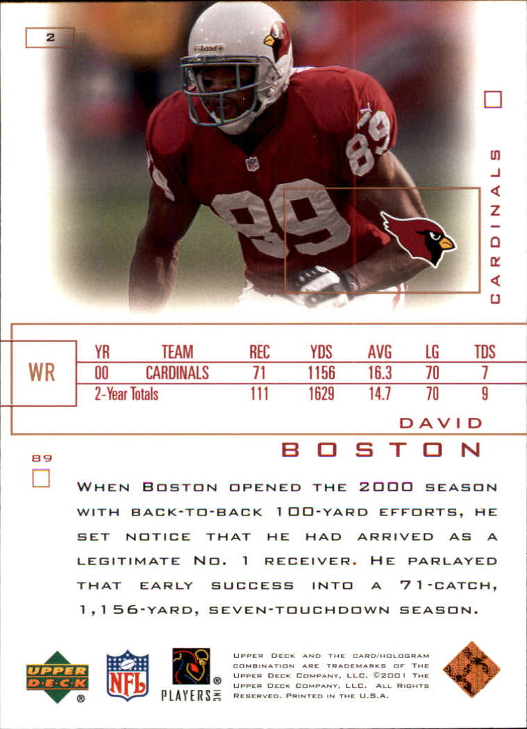 2001 Upper Deck Pros and Prospects #2 David Boston back image