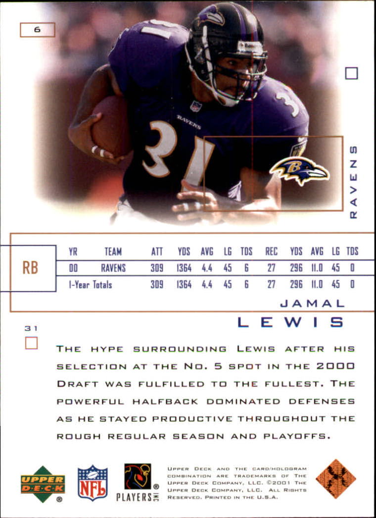 2001 Upper Deck Pros and Prospects #6 Jamal Lewis back image