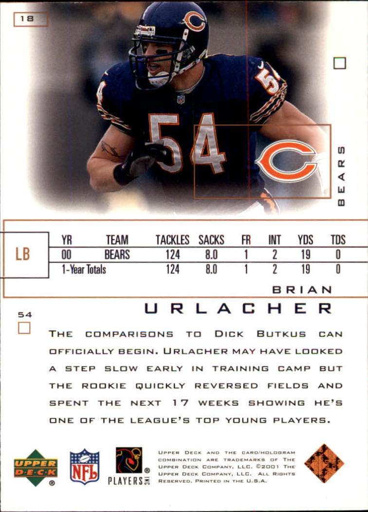 2001 Upper Deck Pros and Prospects #18 Brian Urlacher back image