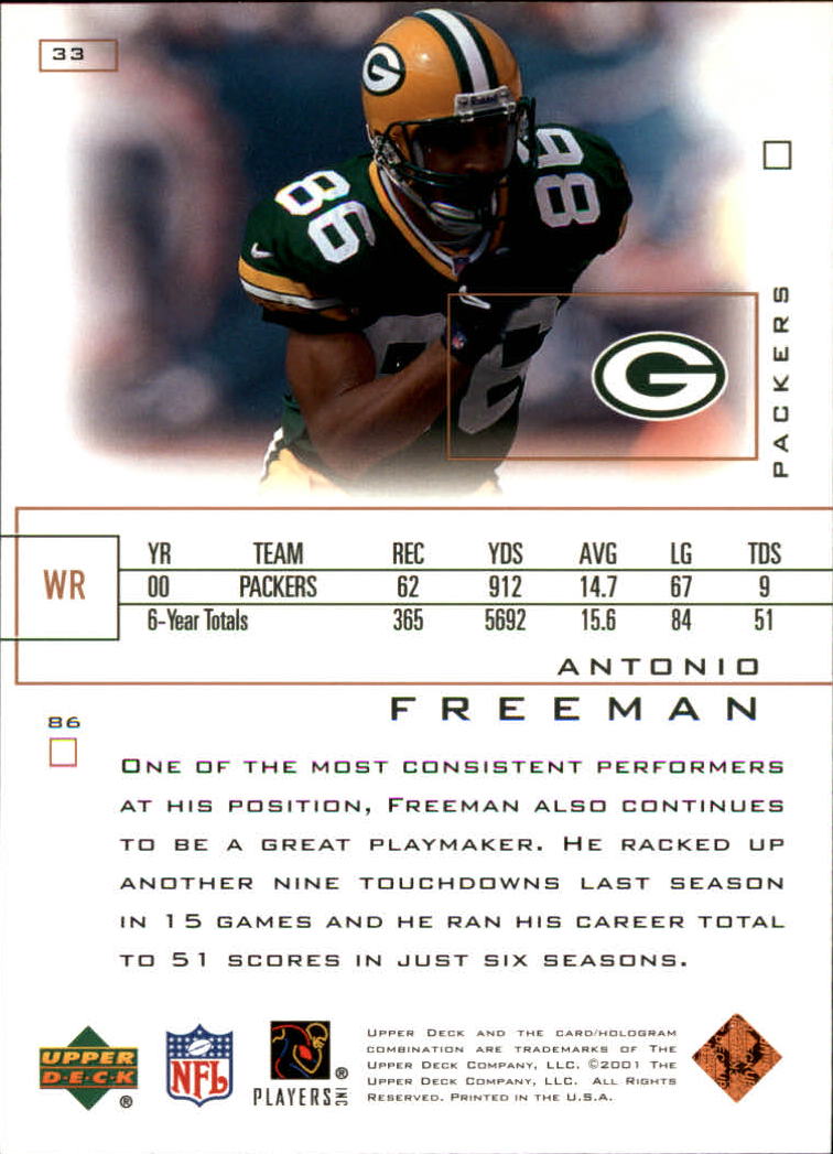 2001 Upper Deck Pros and Prospects #33 Antonio Freeman back image
