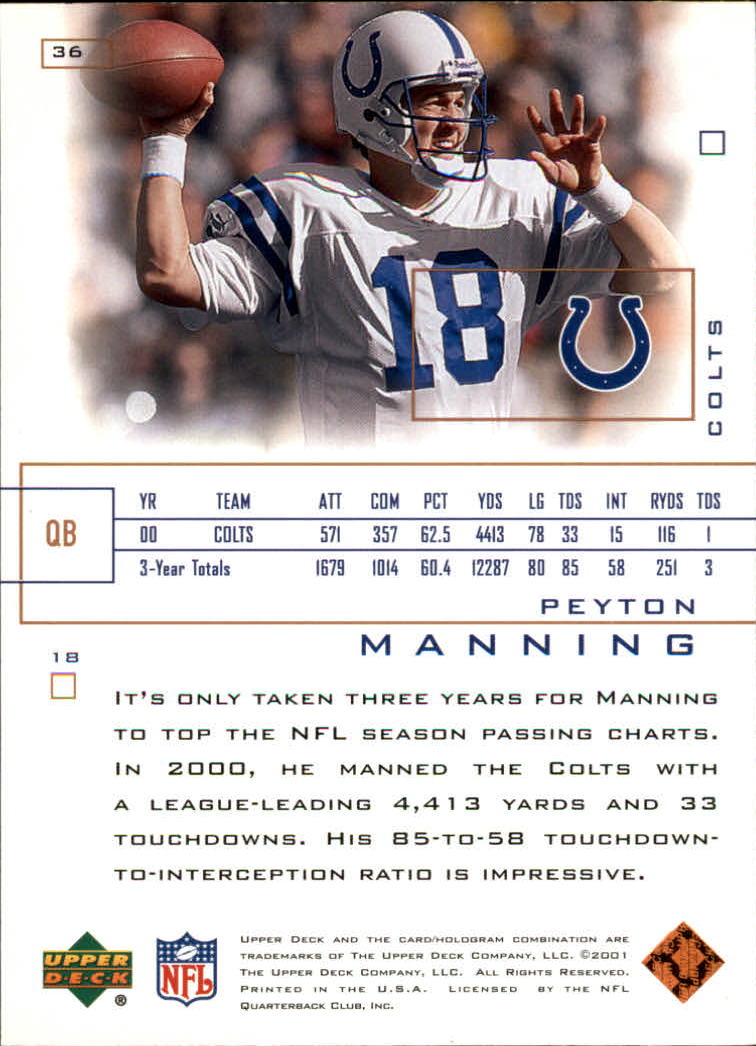 2001 Pros and Prospects (Upper Deck) Football "Main Set" Cards - Picture 31 of 67