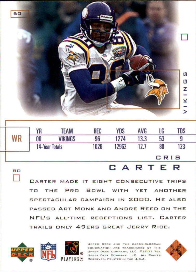 2001 Pros and Prospects (Upper Deck) Football "Main Set" Cards - Picture 35 of 67