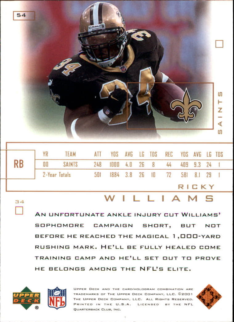 2001 Pros and Prospects (Upper Deck) Football "Main Set" Cards - Picture 37 of 67