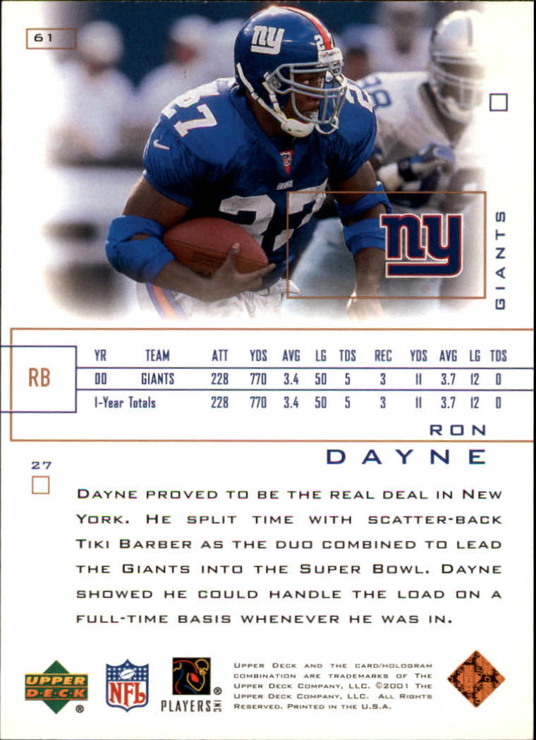 2001 Pros and Prospects (Upper Deck) Football "Main Set" Cards - Picture 39 of 67