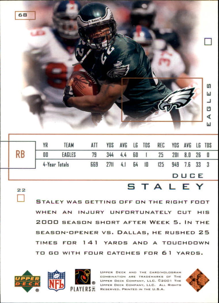 2001 Pros and Prospects (Upper Deck) Football "Main Set" Cards - Picture 45 of 67