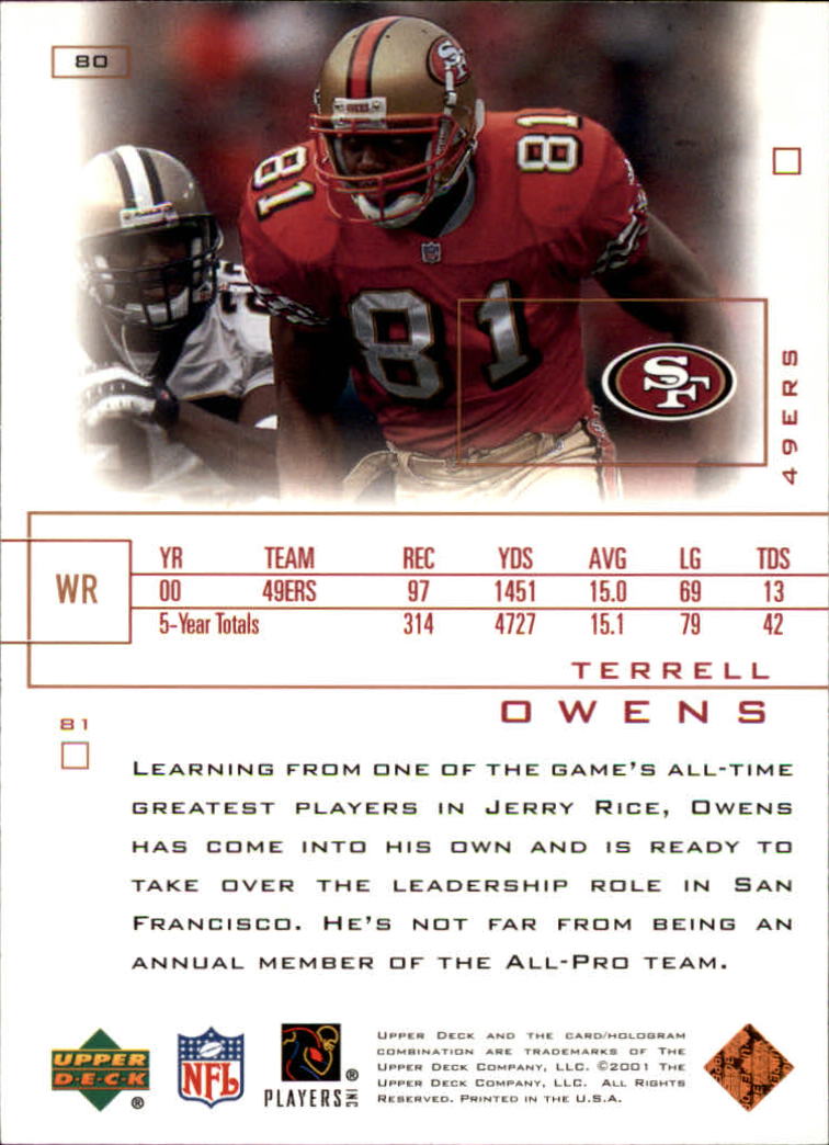 2001 Upper Deck Pros and Prospects #80 Terrell Owens back image