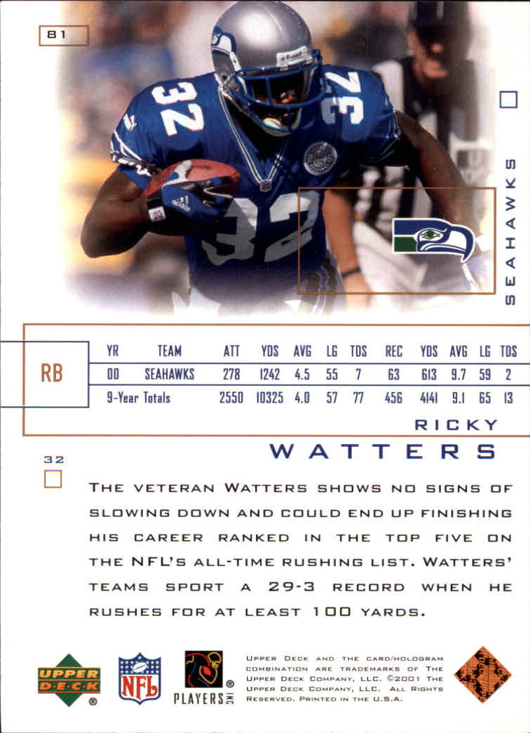 2001 Pros and Prospects (Upper Deck) Football "Main Set" Cards - Picture 55 of 67