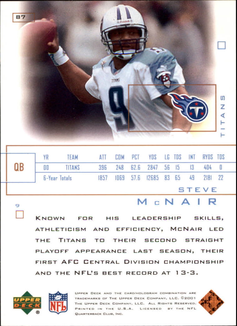 2001 Pros and Prospects (Upper Deck) Football "Main Set" Cards - Picture 59 of 67