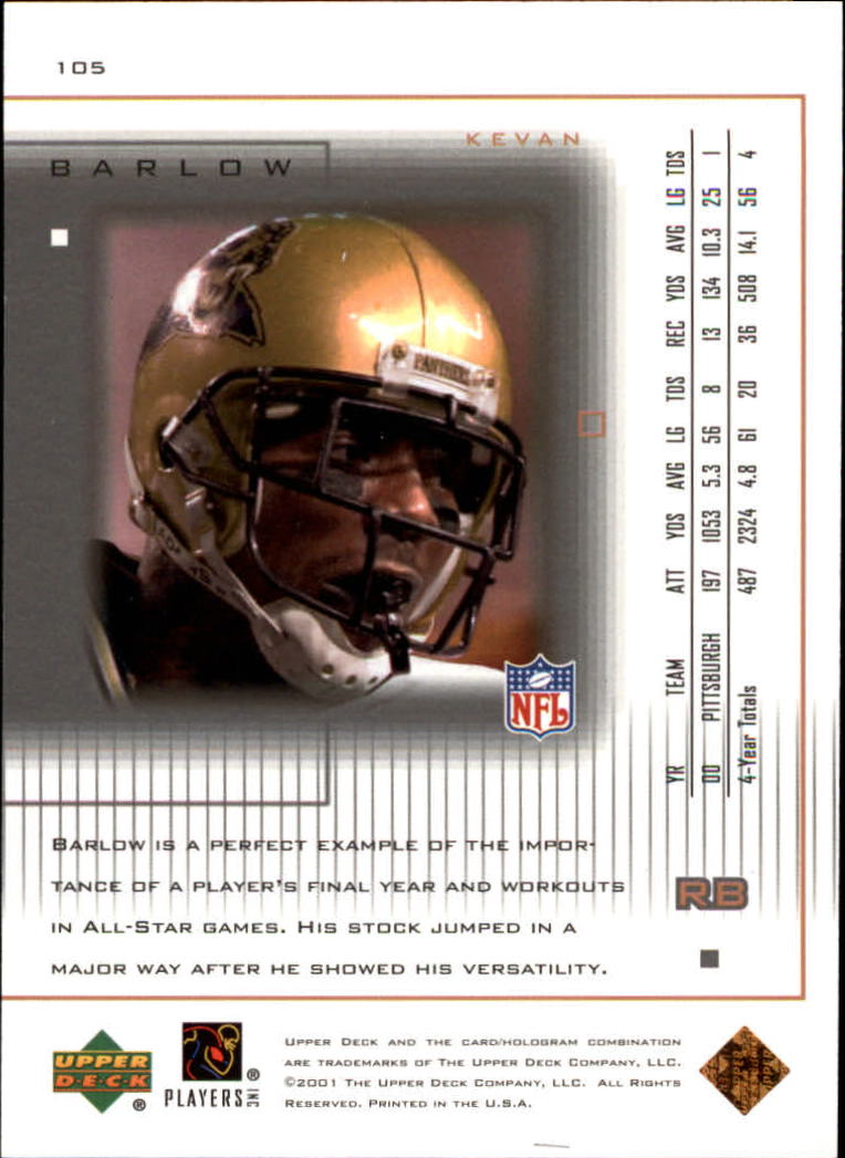 2001 Pros and Prospects (Upper Deck) Football "Main Set" Cards - Picture 63 of 67