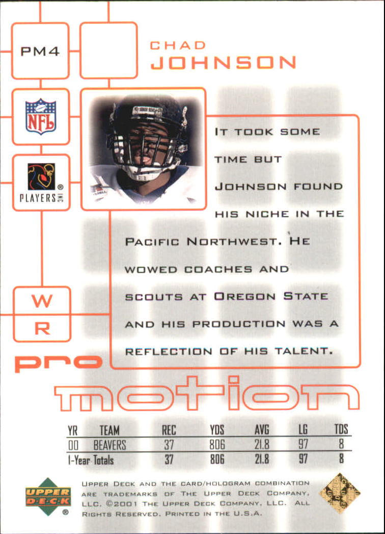 2001 Upper Deck Pros and Prospects ProMotion #PM4 Chad Johnson back image