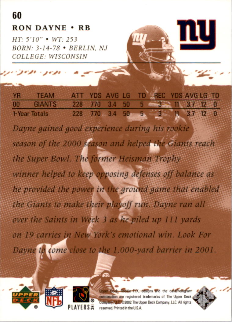 B0705- 2001 Upper Deck Rookie F/X FB Cards 1-332 -You Pick- 15+ FREE US SHIP - Picture 33 of 58