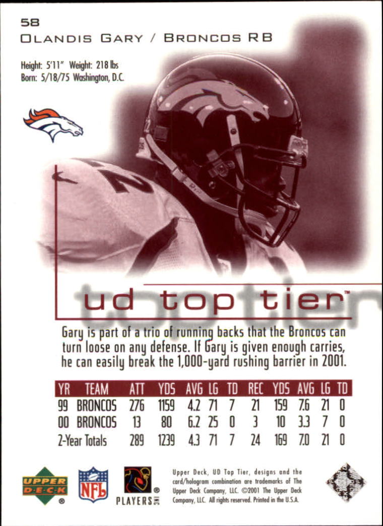 B1253- 2001 Upper Deck Top Tier FB 1-225 + Inserts -You Pick- 15+ FREE US SHIP - Picture 87 of 319