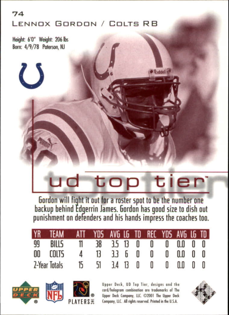 B1253- 2001 Upper Deck Top Tier FB 1-225 + Inserts -You Pick- 15+ FREE US SHIP - Picture 113 of 319