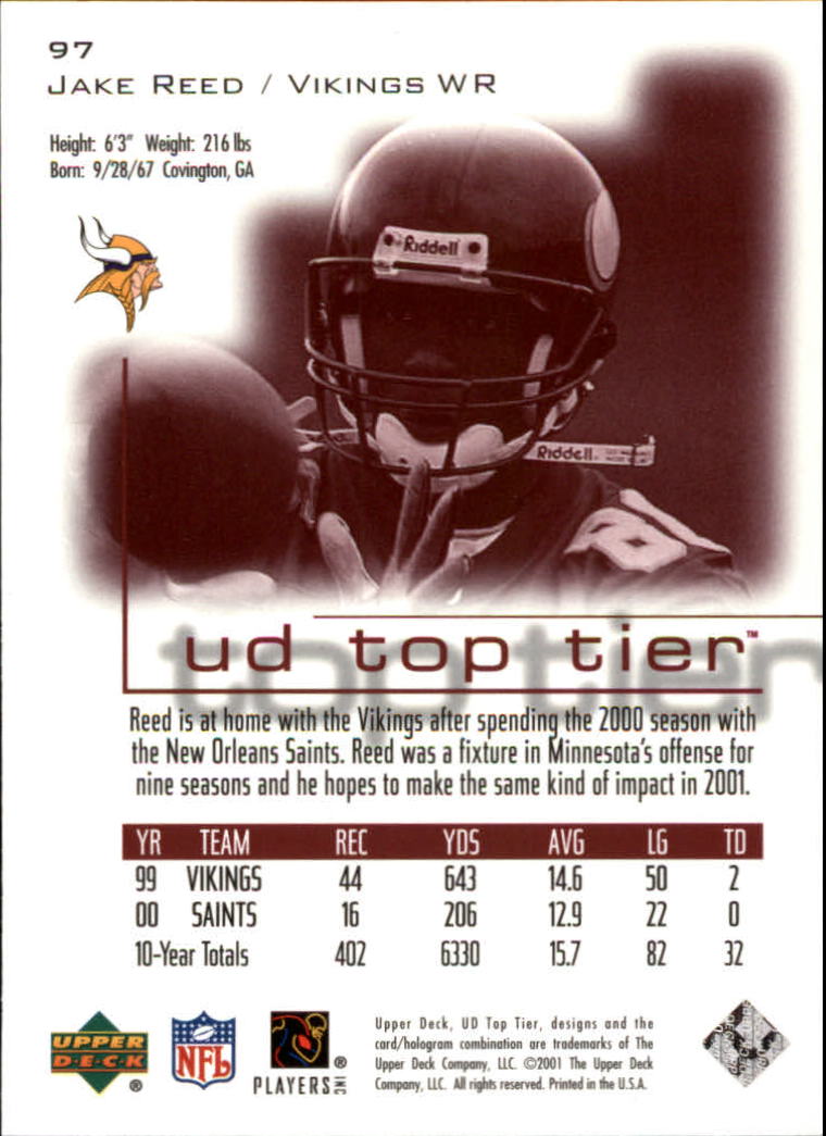 2001 Top Tier (Upper Deck) Football "Main Set" Cards - Picture 177 of 355
