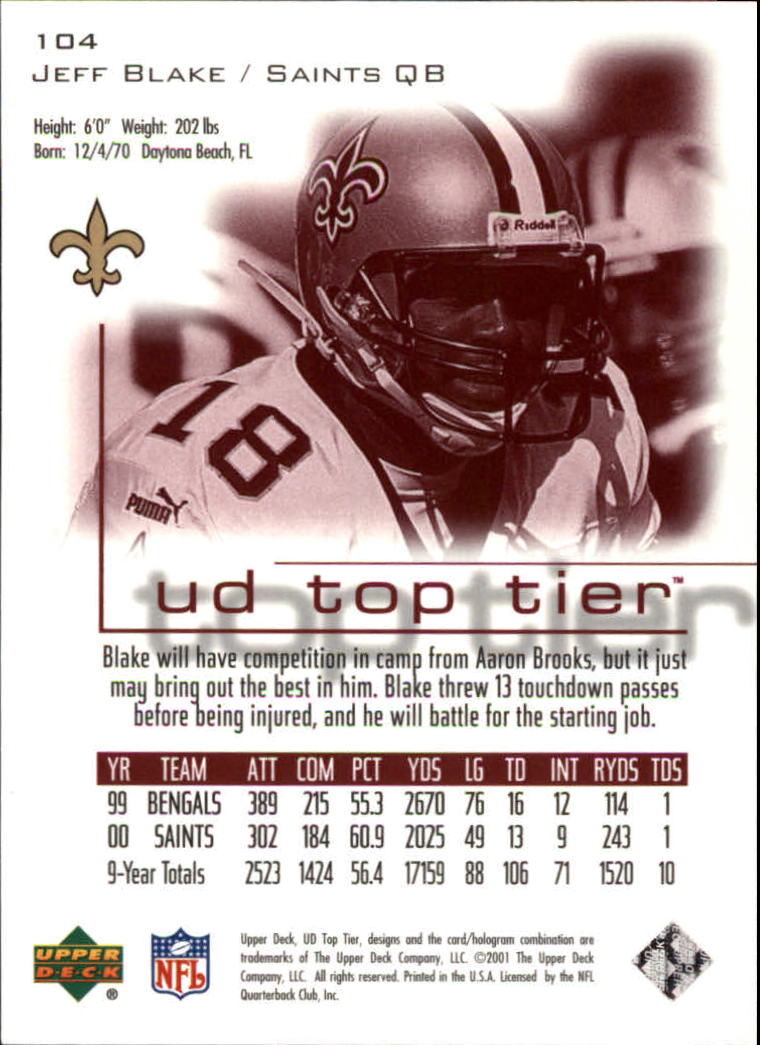 B1253- 2001 Upper Deck Top Tier FB 1-225 + Inserts -You Pick- 15+ FREE US SHIP - Picture 165 of 319