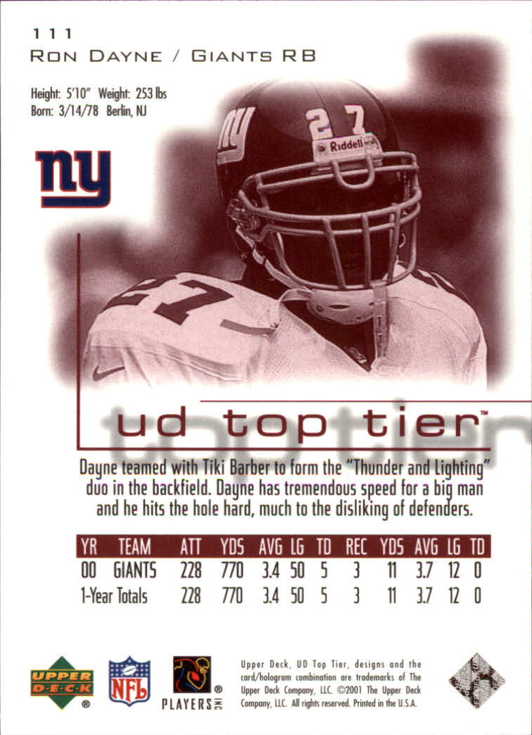 B1253- 2001 Upper Deck Top Tier FB 1-225 + Inserts -You Pick- 15+ FREE US SHIP - Picture 179 of 319