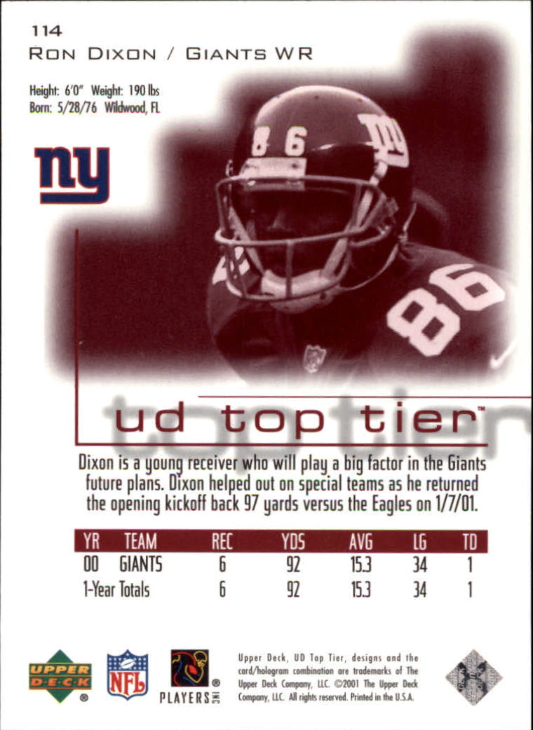 B1253- 2001 Upper Deck Top Tier FB 1-225 + Inserts -You Pick- 15+ FREE US SHIP - Picture 185 of 319
