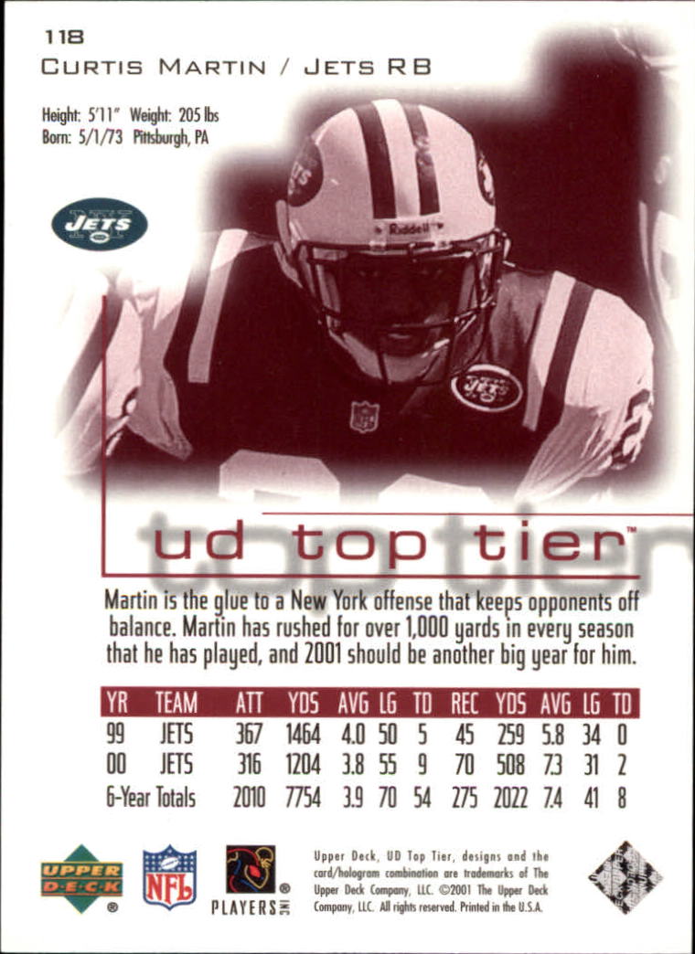 B1253- 2001 Upper Deck Top Tier FB 1-225 + Inserts -You Pick- 15+ FREE US SHIP - Picture 193 of 319