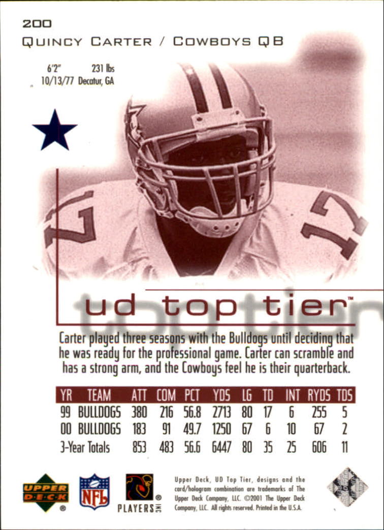 2001 Top Tier (Upper Deck) Football "Main Set" Cards - Picture 337 of 355