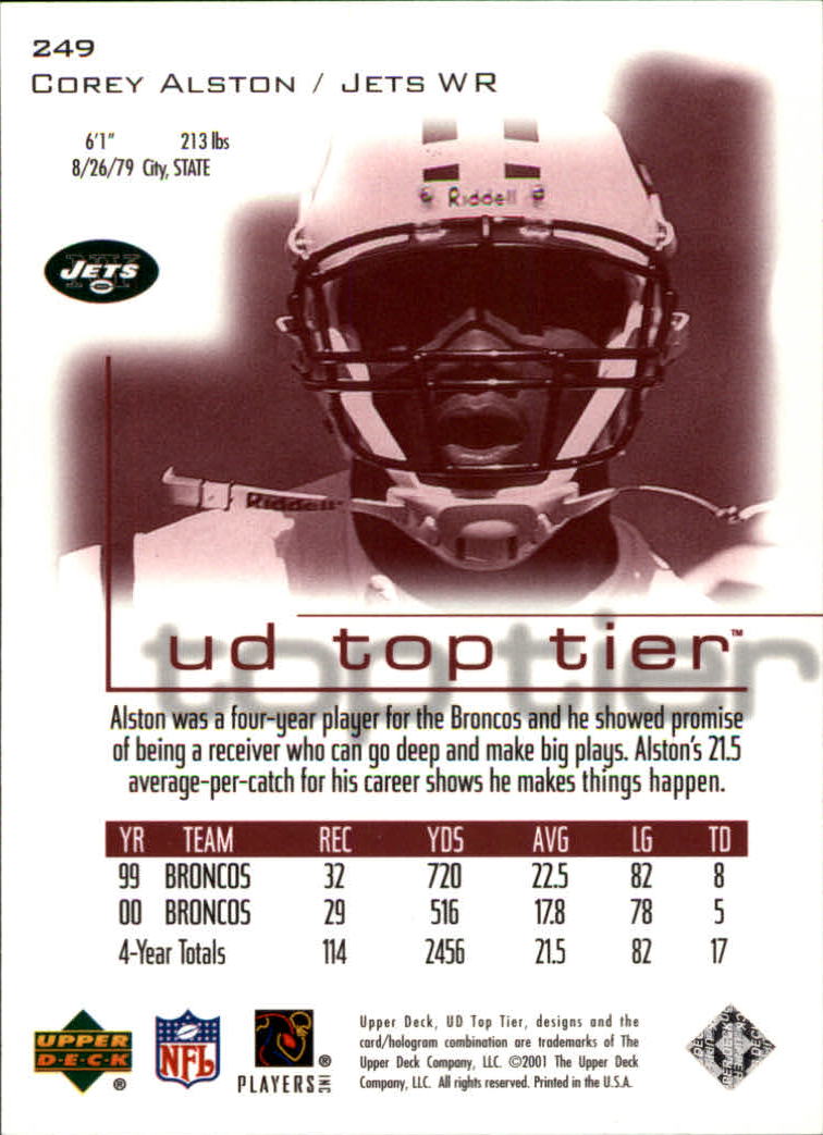 2001 Top Tier (Upper Deck) Football "Main Set" Cards - Picture 349 of 355