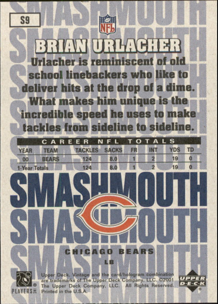 2001 Upper Deck Vintage Smashmouth #S9 Brian Urlacher back image