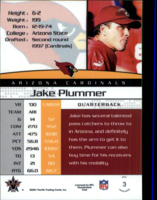 A8035- 2001 Vanguard Football Cards 1-135 +Rookies -You Pick- 15+ FREE US SHIP - Picture 41 of 141